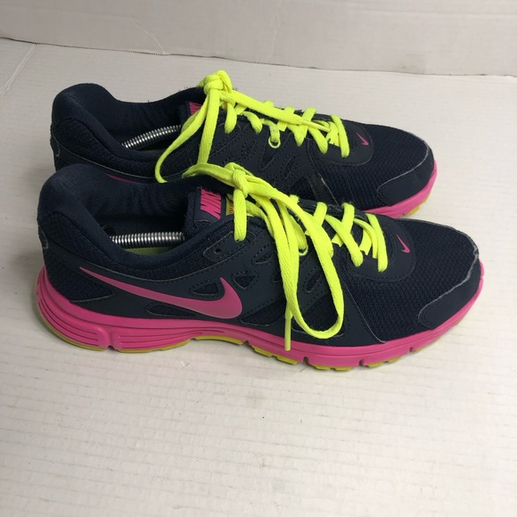 Nike Revolution 2 Sneakers Size 9 554900-463 Lace Up Black Pink Running Shoes - Picture 5 of 14